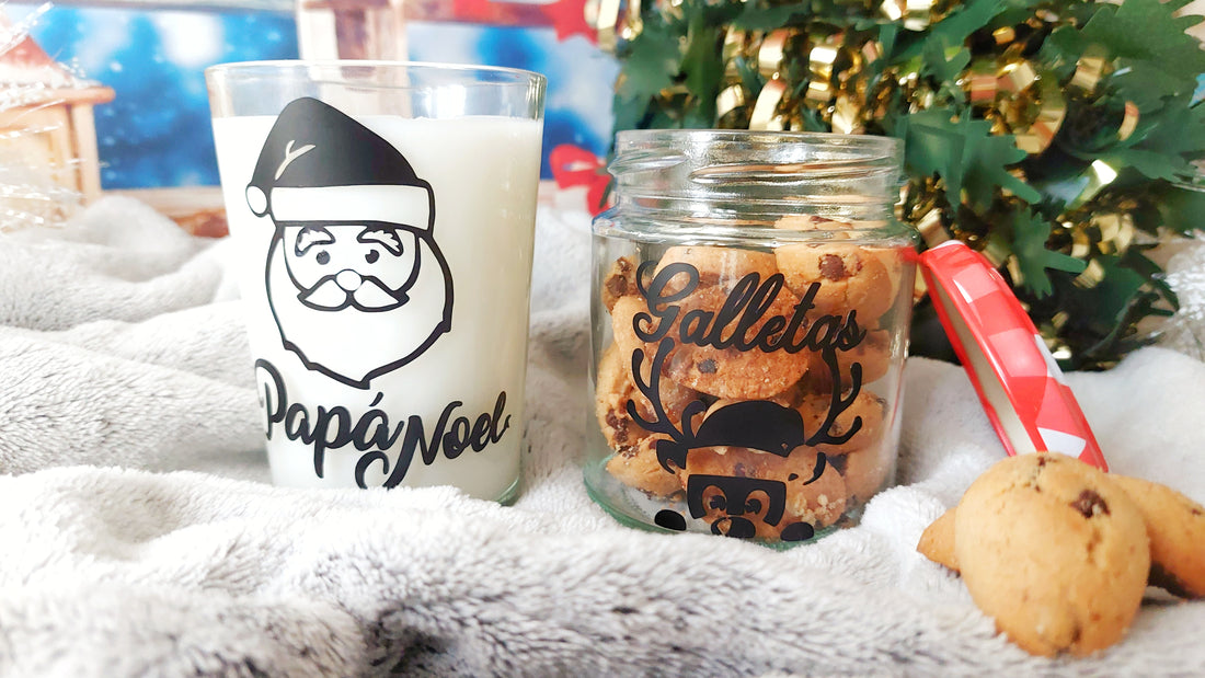 Vaso y tarro galletero para papá Noel en navidad