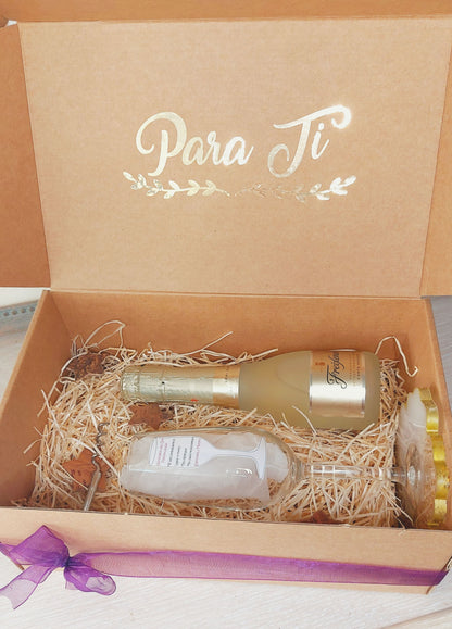 Coffret cadeau verre et cava personnalisé