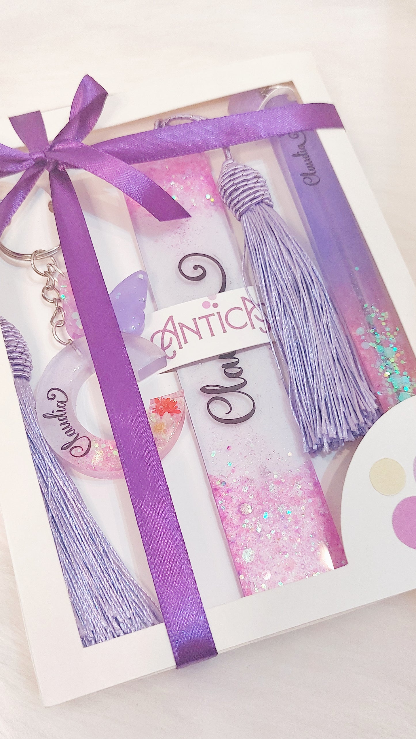 Set Regalo Personalizado en Resina Morado💜