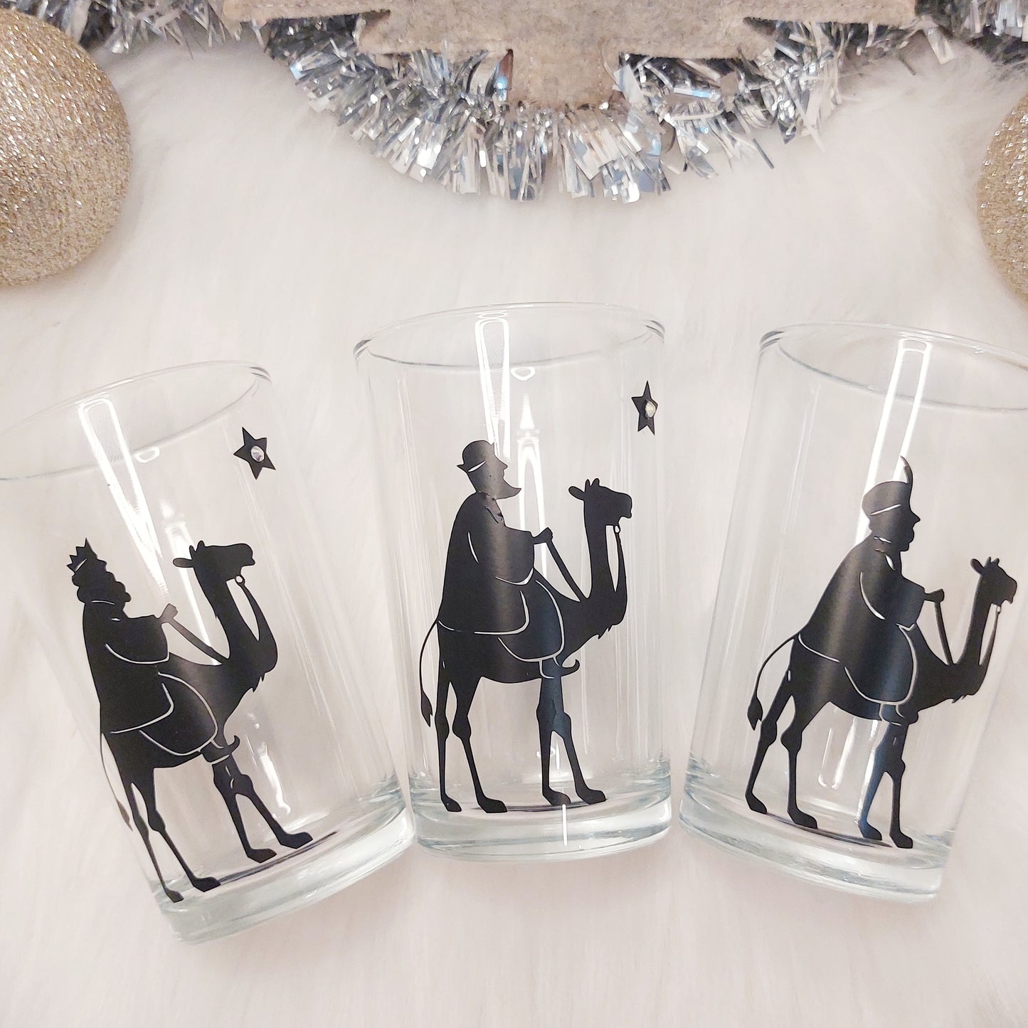 vasos de cristal para recibir a los reyes magos