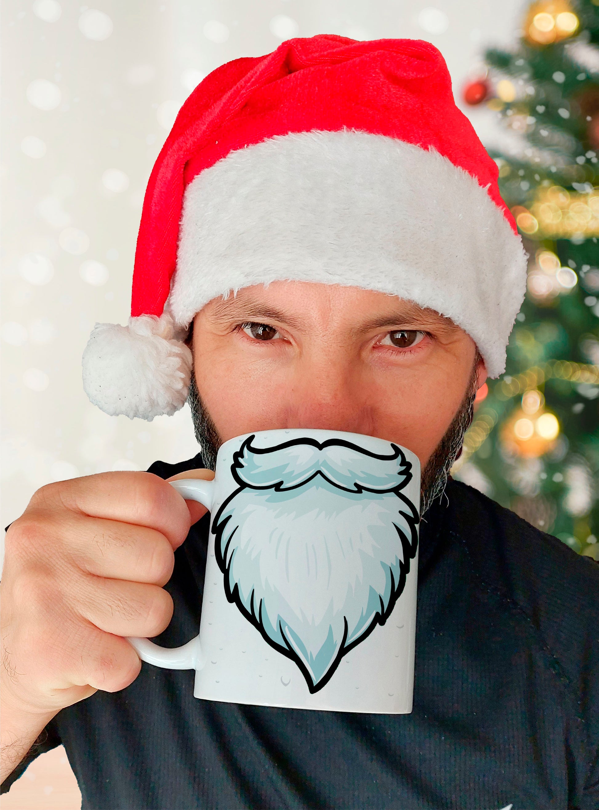 taza original de barba de papá Noel