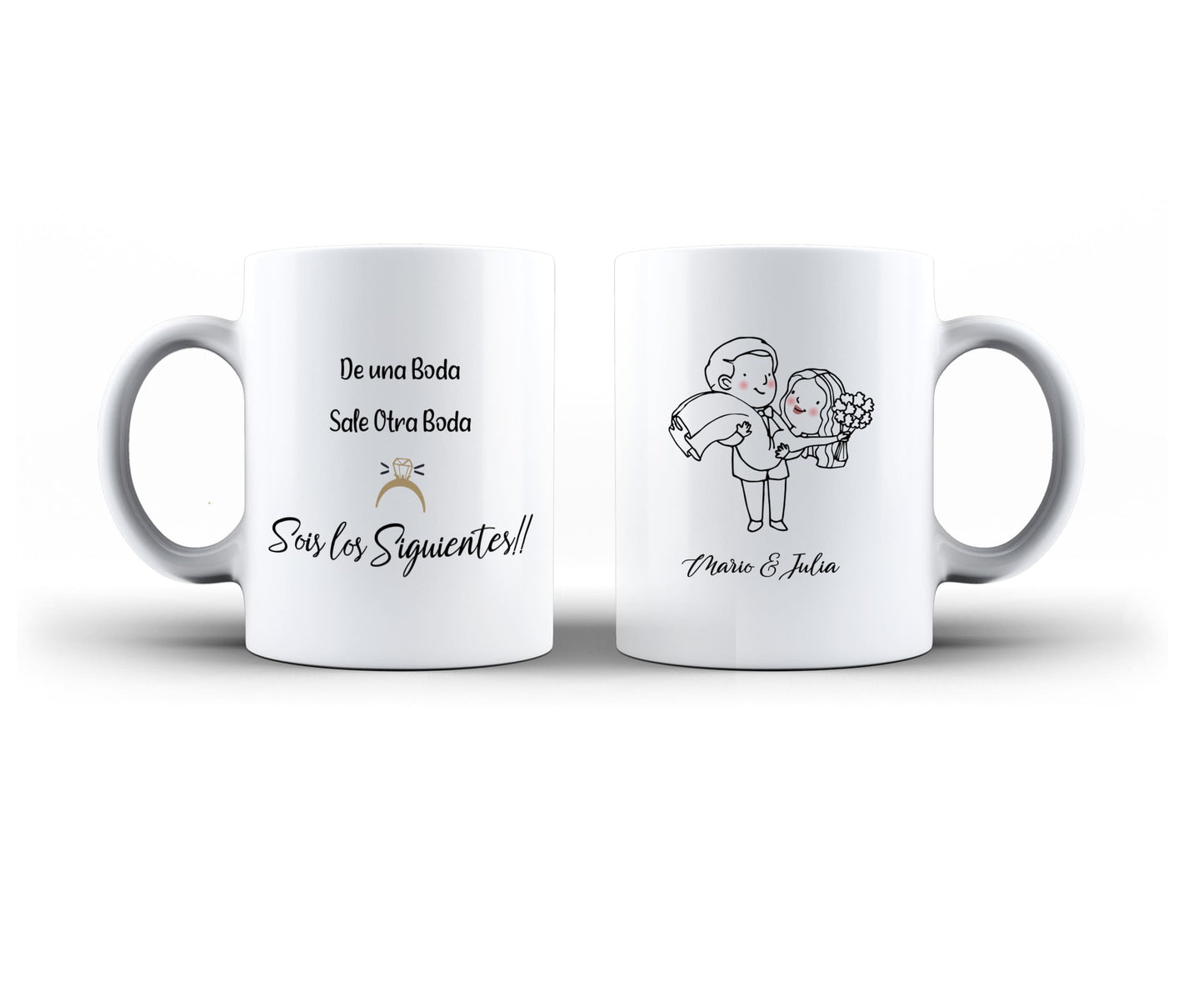 taza personalizada para los siguientes en casarse mujer hombre