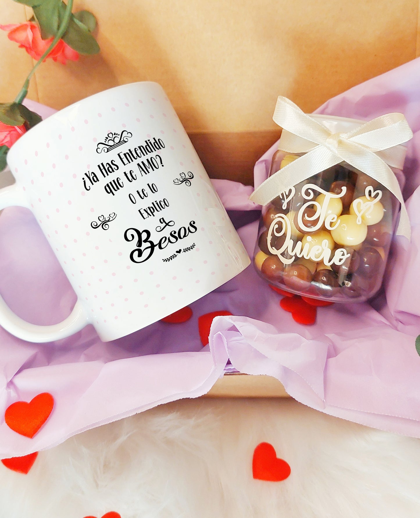 Taza con Frases de Amor "A Besos"