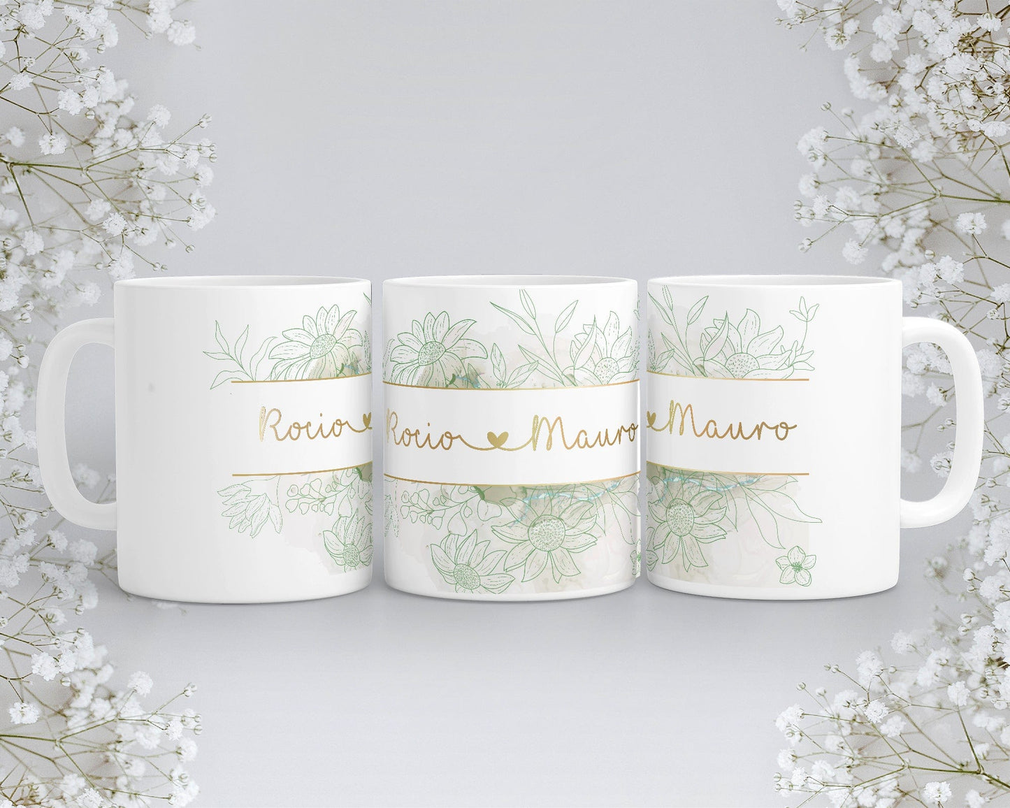 taza floral personalizada para boda