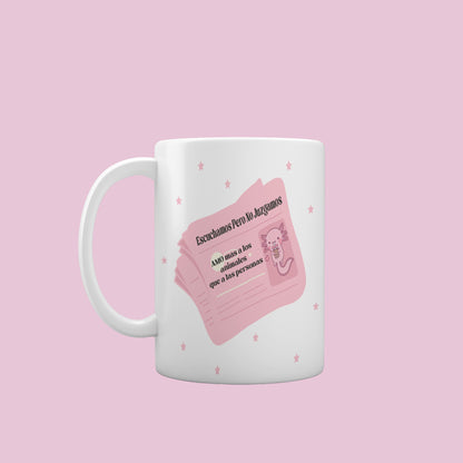 taza personalizada del trend de redes sociales escuchamos pero no juzgamos