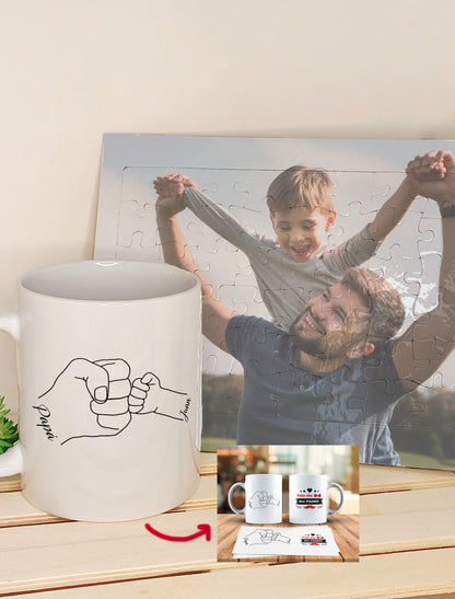 set regalo para dia del padre de taza y puzzle personalizados