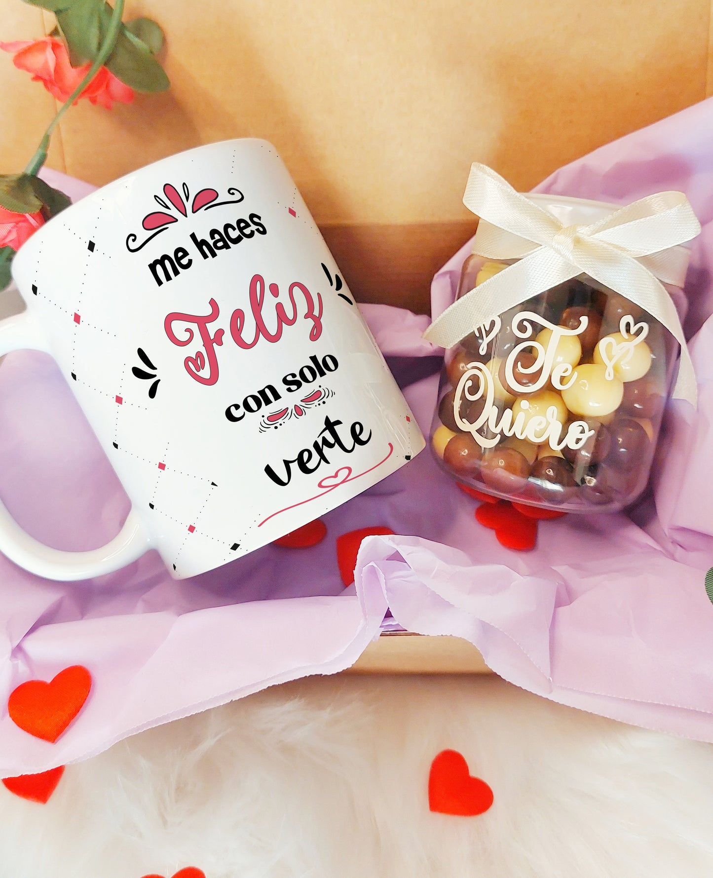 taza personalizada san Valentín mas chocolates