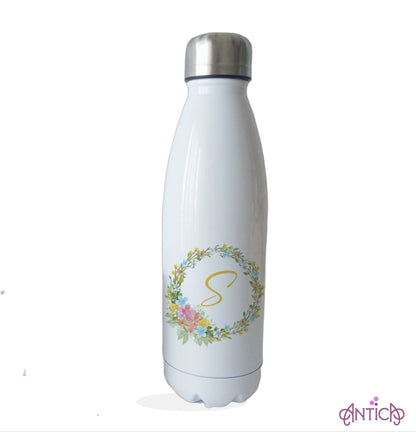 botella personalizada con flores