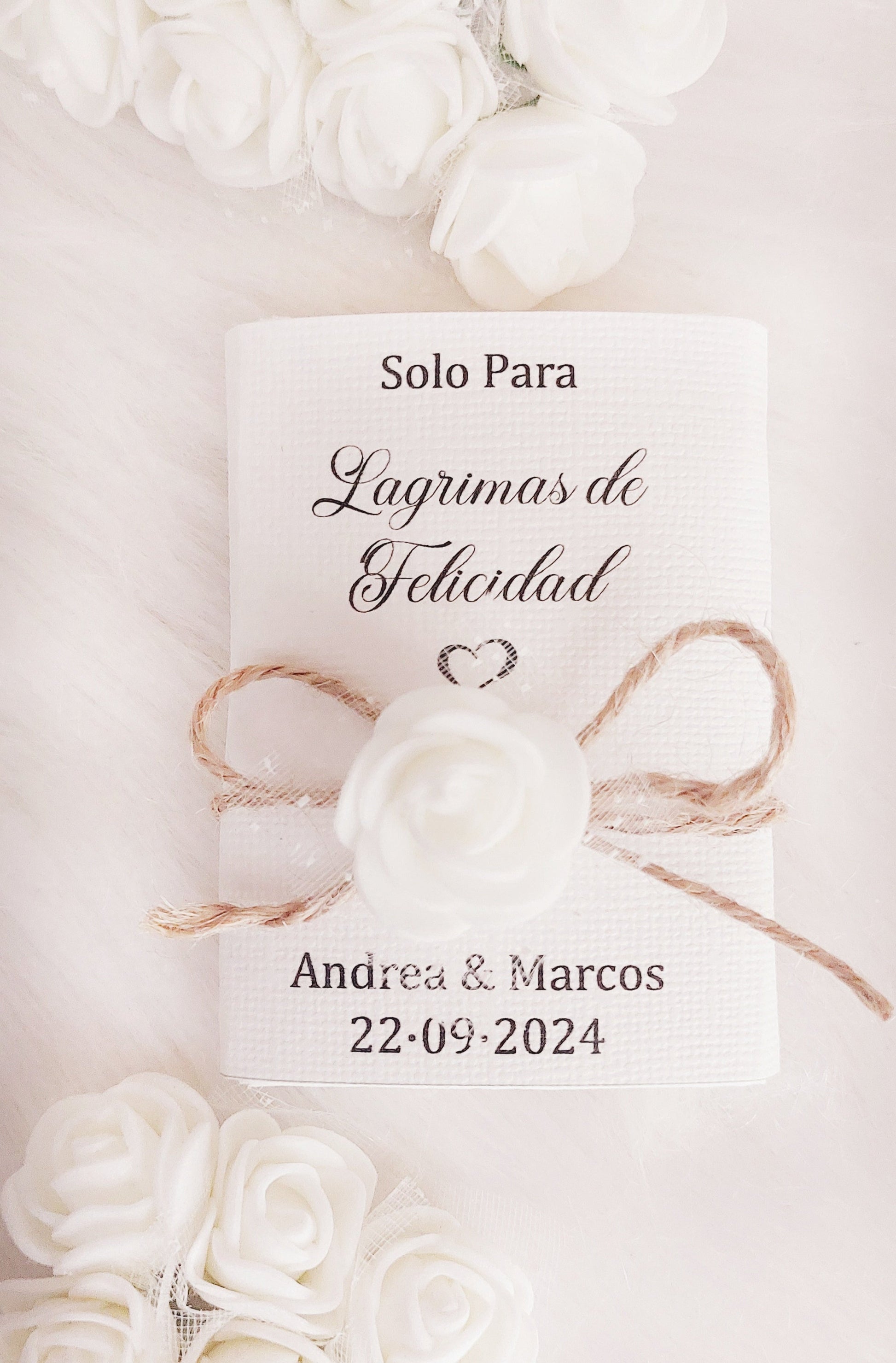 PAÑUELOS PARA BODA LARIMAS DE FELICIDAD PERSONALIZADOS