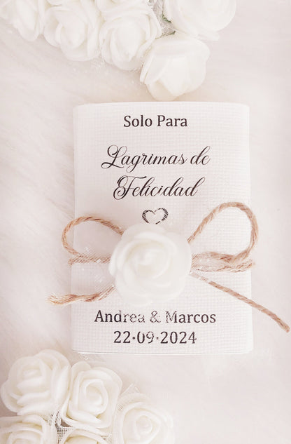 PAÑUELOS PARA BODA LARIMAS DE FELICIDAD PERSONALIZADOS