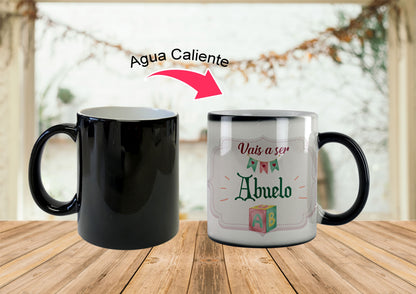 ¿Tu padre o suegro está deseando ser abuelo? Si ahora su sueño se va a hacer realidad y queréis decírselo de una manera muy especial, esta taza mágica personalizada es una opción fantástica.

Y es que, imagínate la cara que pondrá cuando se levante como cada mañana a tomarse su café y al calentarlo descubra el mensaje subliminal...¡Se sentirá la persona más afortunada del mundo!

Únicamente tienes que decirnos su nombre para insertarlo en el diseño y podréis hacerle el regalo más original y emotivo de todos