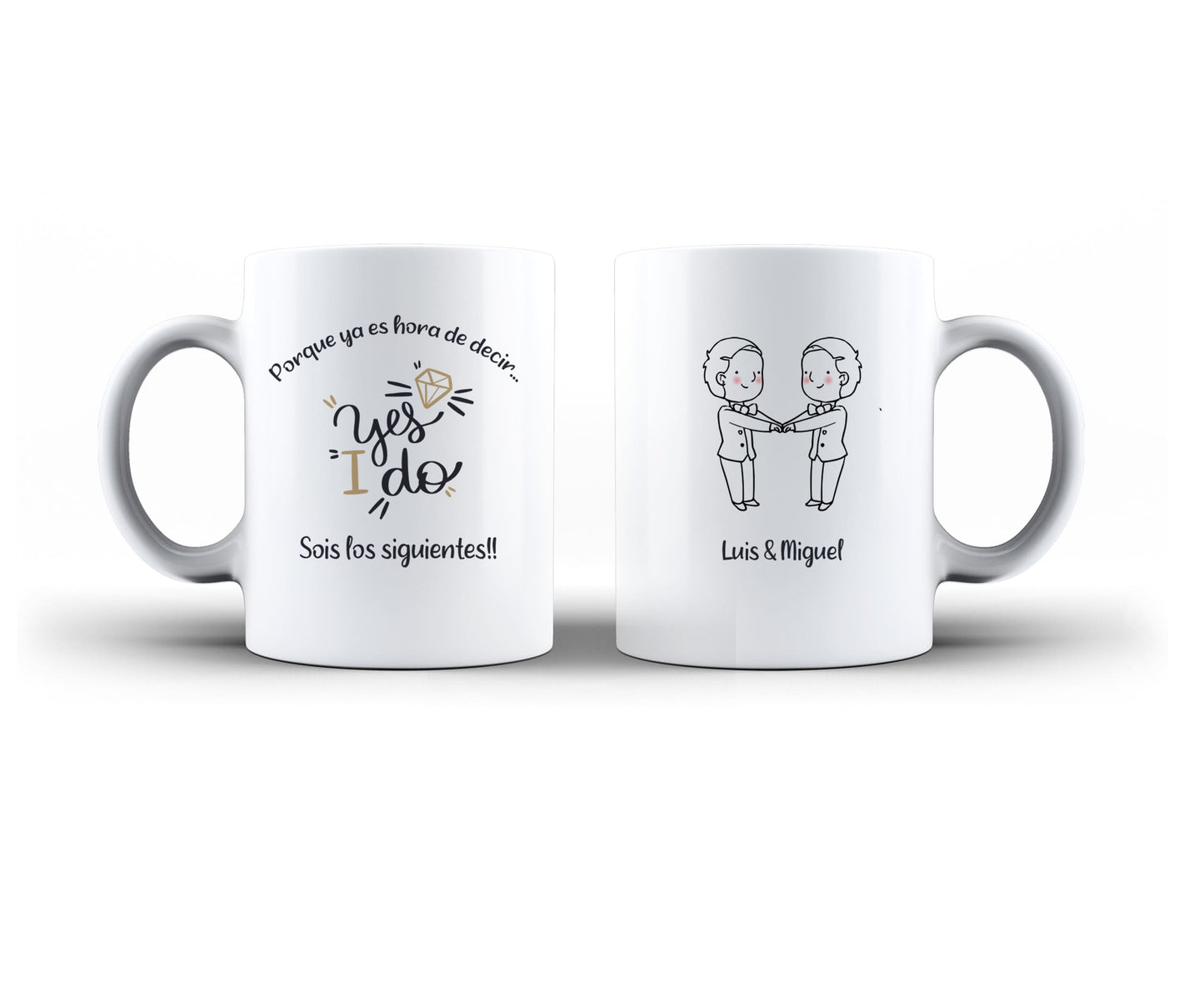 taza personalizada para los siguientes en casarse hombre hombre gay