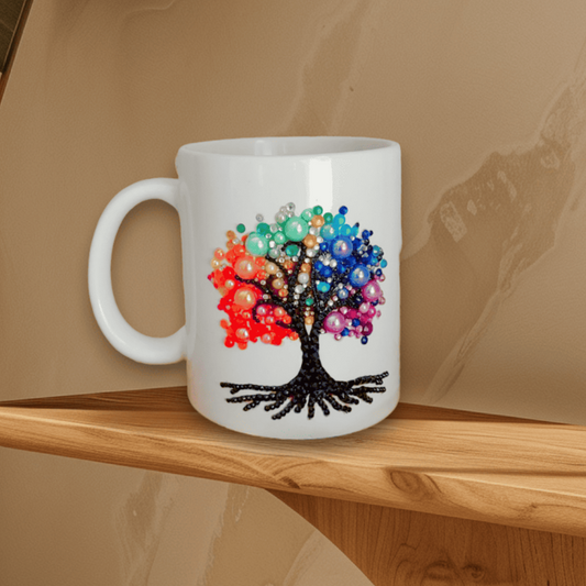 taza original con cristales colocados uno a uno