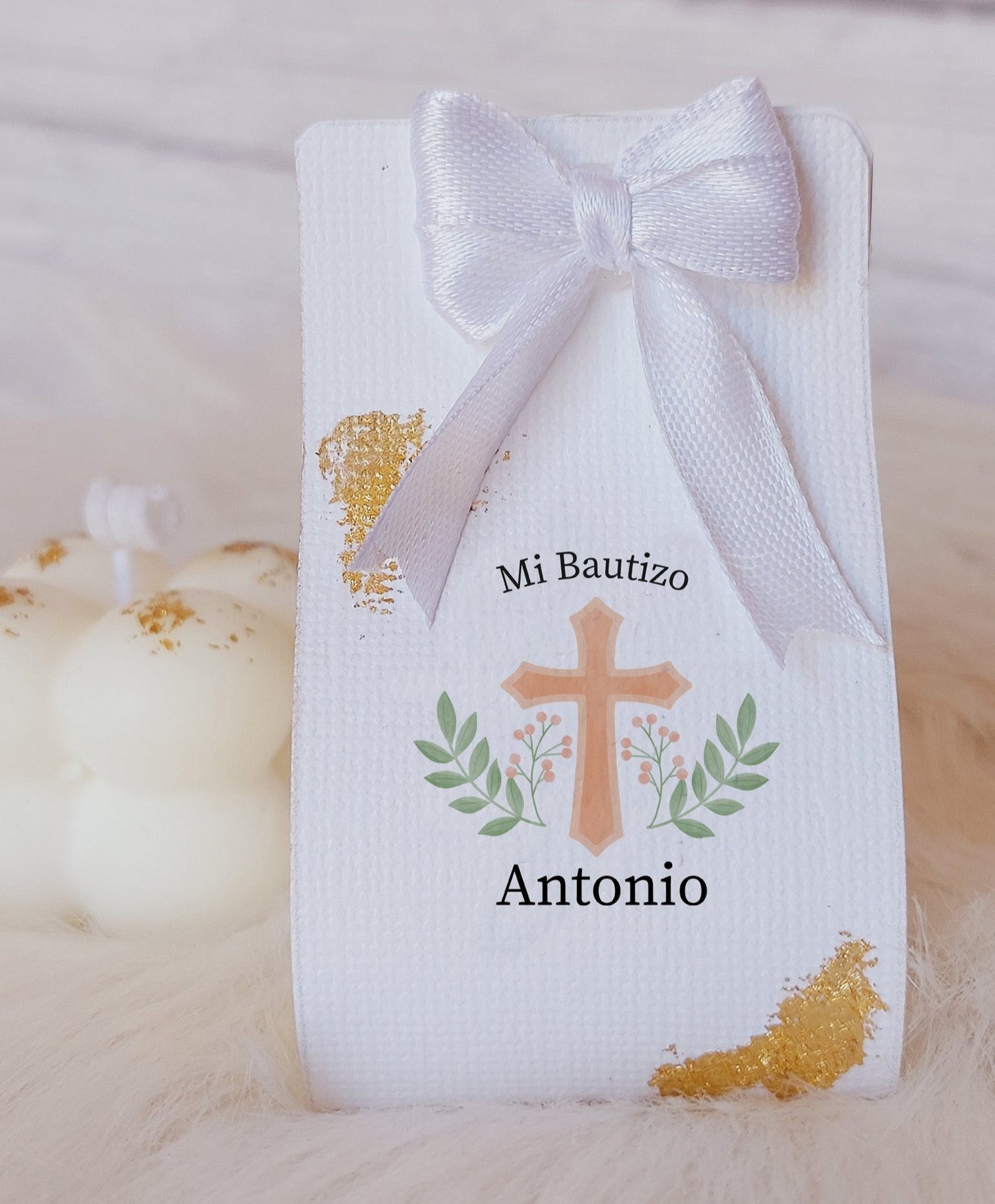 pequeña vela personalizada para bautizo